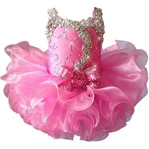 NEW Beautiful Sparkling Bling Rhinestone Pink Baby Gown Flower Girl Dress